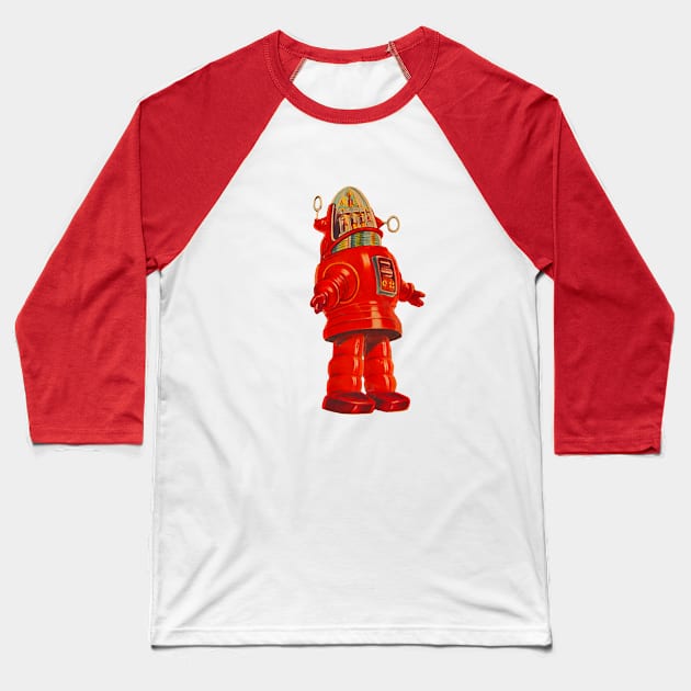 Red Robot Baseball T-Shirt by DavidLoblaw